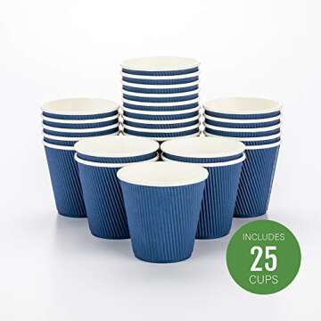 Restaurantware-8 Ounce Disposable Coffee Cups, 25 Double Wall Hot Cups For Coffee - Lids Sold Separa...