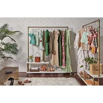 Stylish Industrial Pipe Rolling Clothing Rack with Wheels