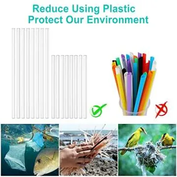Kiemeu 16 Pack Clear Glass Straws Shatter Resistant, 8 Short Glass Straws For Cocktails And 8 Long Glass Straws, 7 mm Diameter Thin Reusable Straws