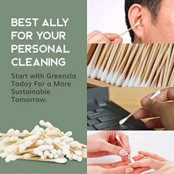 1200 Pack Organic Cotton Swabs Natural Cotton Swabs for Ears Cruelty-Free Cotton Swabs Biodegradable All Natural Chlorine-Free & Hypoallergenic Cotton Swabs Comes with Eco Friendly Cotton Swab Holder