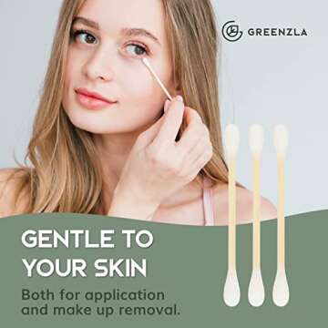 1200 Pack Organic Cotton Swabs Natural Cotton Swabs for Ears Cruelty-Free Cotton Swabs Biodegradable All Natural Chlorine-Free & Hypoallergenic Cotton Swabs Comes with Eco Friendly Cotton Swab Holder