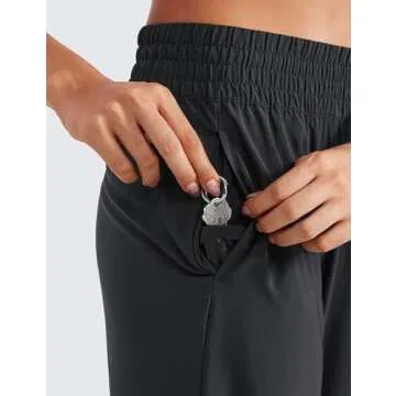 CRZ YOGA Lightweight Wide Leg Pants for Women 30" High Waisted Casual Lounge Travel Work Sweatpants Loose Fit Summer Black Large