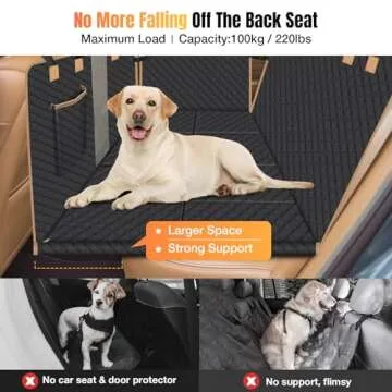 Lekespring Dog Car Seat Cover for Back Seat, Backseat Extender for Dogs Hard Bottom, Car Back Seat Extender for Dogs, Dog Hammock for Cars, Black