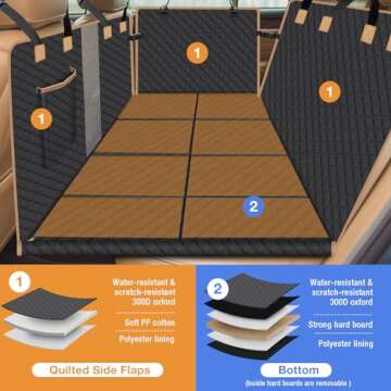 Lekespring Dog Car Seat Cover for Back Seat, Backseat Extender for Dogs Hard Bottom, Car Back Seat Extender for Dogs, Dog Hammock for Cars, Black