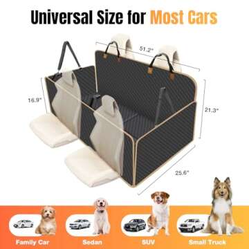 Lekespring Dog Car Seat Cover for Back Seat, Backseat Extender for Dogs Hard Bottom, Car Back Seat Extender for Dogs, Dog Hammock for Cars, Black