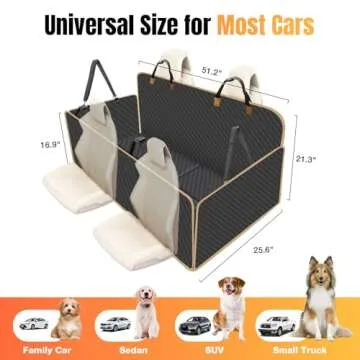 Lekespring Dog Car Seat Cover for Back Seat, Backseat Extender for Dogs Hard Bottom, Car Back Seat Extender for Dogs, Dog Hammock for Cars, Black