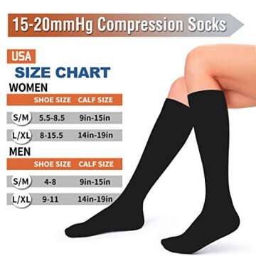 BIQU Compression Socks for Women and Men Circulation-Best Support for Running, Athletic, Nursing, Travel