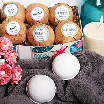 6 XL USA Made Essential Oils Bath Bombs Gift Set - Organic Coconut Oil and Shea Butter - Bath Bombs for Women - Perfect for Bubble & Spa Bath - Christmas Gifts for Women
