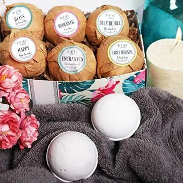 6 XL USA Made Essential Oils Bath Bombs Gift Set - Organic Coconut Oil and Shea Butter - Bath Bombs for Women - Perfect for Bubble & Spa Bath - Christmas Gifts for Women