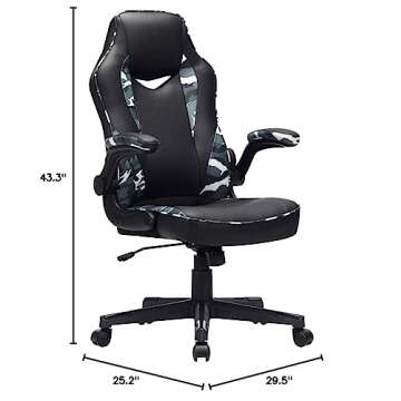 SONGMICS Racing Gaming, Adjustable Ergonomic Office Chair, 330 lb Load, Black + Camouflage