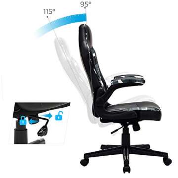 SONGMICS Racing Gaming, Adjustable Ergonomic Office Chair, 330 lb Load, Black + Camouflage