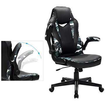 SONGMICS Racing Gaming, Adjustable Ergonomic Office Chair, 330 lb Load, Black + Camouflage