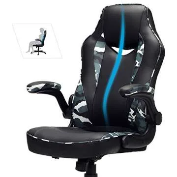 SONGMICS Racing Gaming, Adjustable Ergonomic Office Chair, 330 lb Load, Black + Camouflage