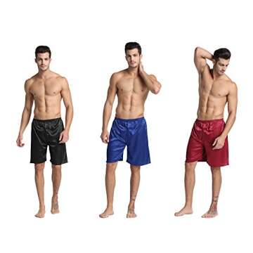 TONY & CANDICE Men's Satin Boxers Shorts Combo Pack Underwear, 3-Pack (L)