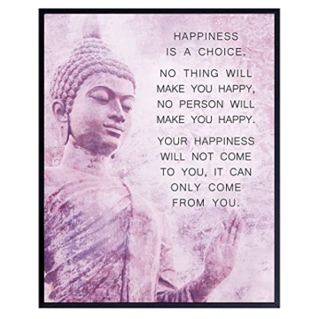 Buddhism Happiness Quote - Inspirational Saying Poster - Zen New Age Wall Art Decor - Home Decoratio...