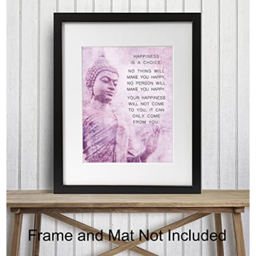 Inspirational Buddhism Happiness Quote - 8x10 Wall Art