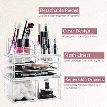 Masirs Clear Cosmetic Storage Organizer, Classy Design, Versatile, Simplifies Your Life