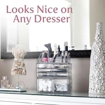 Masirs Clear Cosmetic Storage Organizer, Classy Design, Versatile, Simplifies Your Life