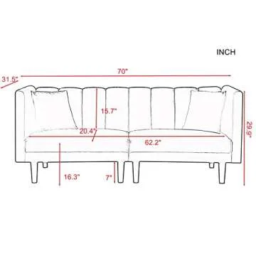 Modern Velvet Fabric Sofa Bed Futon with 2 Pillows - Pink, Adjustable!