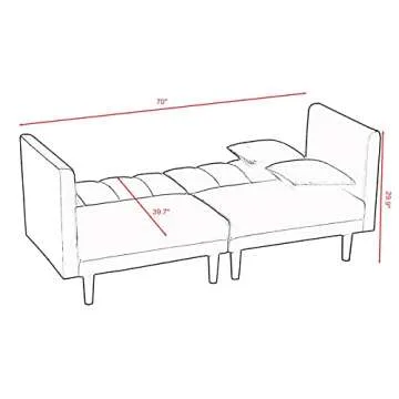 Modern Velvet Sofa Bed with Adjustable Backrest and Pillows