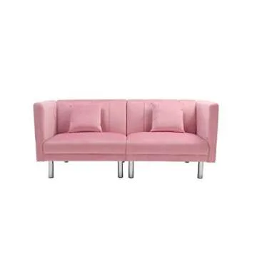 Modern Velvet Sofa Bed with Adjustable Backrest and Pillows