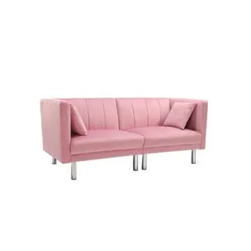 Modern Velvet Sofa Bed with Adjustable Backrest and Pillows