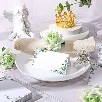 Fumete 100 Pack Watercolor Eucalyptus Place Cards