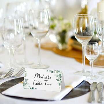 Fumete 100 Pack Watercolor Eucalyptus Place Cards