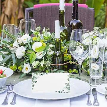 Fumete 100 Pack Watercolor Eucalyptus Place Cards