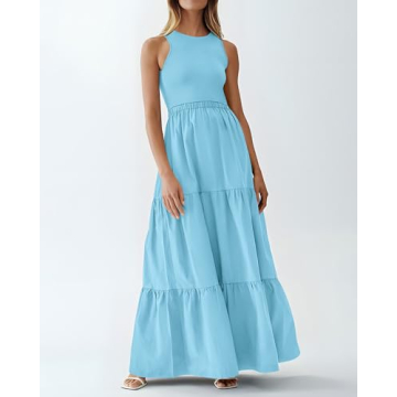 BTFBM Sleeveless Maxi Dress with Pockets for Summer Weddings