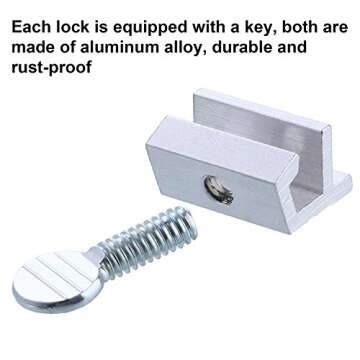 25 Sets Sliding Window Locks Aluminum Metal Security Door Locks Adjustable with Keys for Safety, Silver