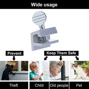 25 Sets Sliding Window Locks Aluminum Metal Security Door Locks Adjustable with Keys for Safety, Silver