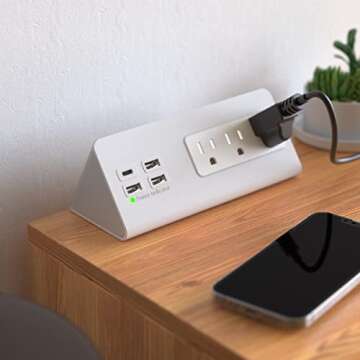Nightstand Power Strip with USB-C Ports for Easy Charging