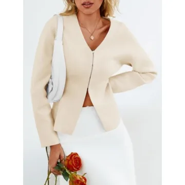 Saodimallsu Women's V Neck Sweater Blazer - Stylish Cardigan