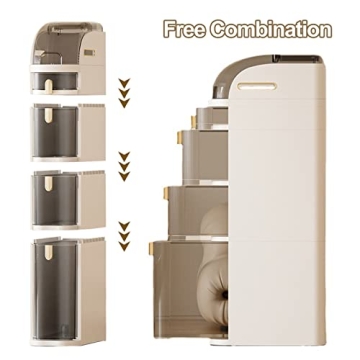 4-Tiers Slim Gap Tower Organizer with Clear Drawers