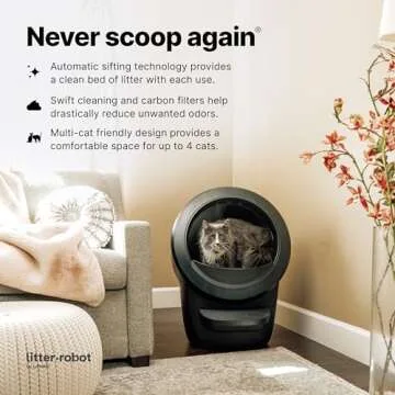 Litter-Robot 4 Complete Bundle by Whisker (Black) - Automatic, Self-Cleaning Cat Litter Box, Includes Litter-Robot 4, 6 OdorTrap Pack Refills, 50 Waste Drawer Liners, Ramp, Mat & Fence