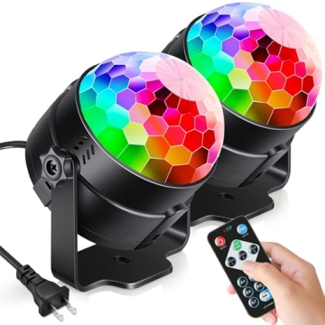 Luditek 2-Pack Sound Activated Party Lights with Remote Control, Disco Ball Light, DJ Strobe Lamp fo...