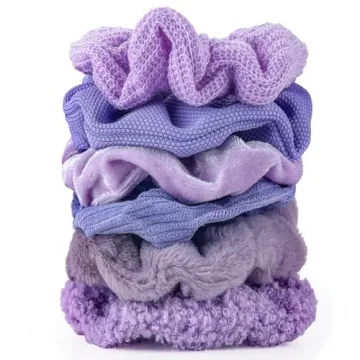 Scrunchies for Women Girls 6Pcs Purple Velvet Scrunchies for Thick Hair Ultra Textured Soft Corduroy...