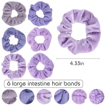 Purple Velvet Scrunchies Set for Girls 8-15 Years