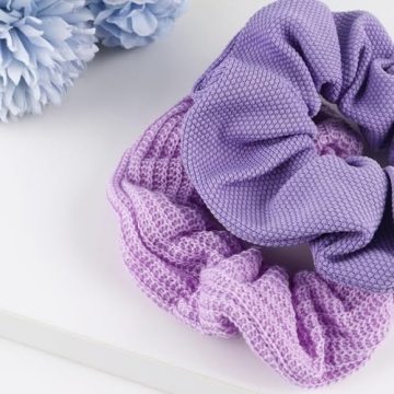 Purple Velvet Scrunchies Set for Girls 8-15 Years