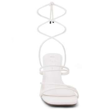 Shoe Land SL-Lumi Women's Lace Up Heels Square Open Toe Strappy Straps Ankle Wrap Stiletto High Heel...