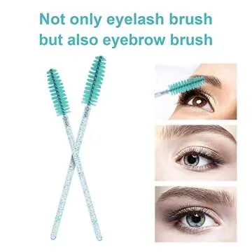 CHEFBEE 100PCS Disposable Eyelash Brush, Mascara Wands Makeup Brushes Applicators Kits for Eyelash Extensions and Eyebrow with Container (Blue)