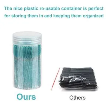 CHEFBEE 100PCS Disposable Eyelash Brush, Mascara Wands Makeup Brushes Applicators Kits for Eyelash Extensions and Eyebrow with Container (Blue)