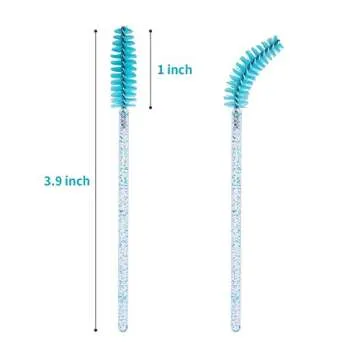 CHEFBEE 100PCS Disposable Eyelash Brush, Mascara Wands Makeup Brushes Applicators Kits for Eyelash Extensions and Eyebrow with Container (Blue)