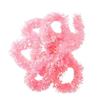 26.2 Ft Tinsel Garland, Pink Iridescent Holiday Metalic Decorations for Birthday, Wedding, Festivities, Halloween, Christmas, Xmas Sparkly Garlands for All-Season Indoor Outdoor Home Party Decor