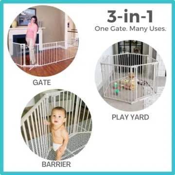 Toddleroo by North States 3 in 1 Metal Superyard 6 Panel Play Yard, Baby Gate, Playpen or Extra Wide Baby Fence, 151" Wide. Wall Mount Kit Included. 10 sq ft play yard (30" tall, Taupe)