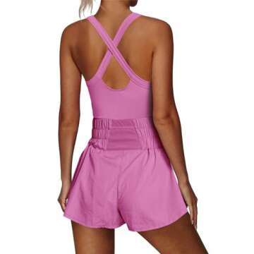 Nirovien Womens Running Onesie 2024 Summer Tennis Dress Skort Outfits Exercise Jumpsuits Gym Yoga Cl...
