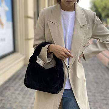 Trendy Fluffy Faux Fur Underarm Bag for Women