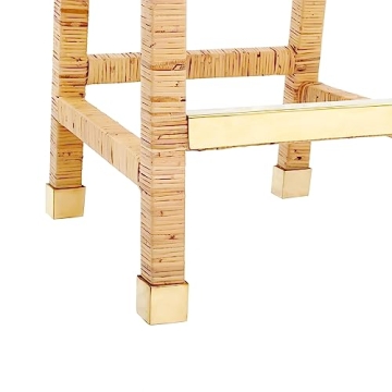 Tov Amara Rattan Stool with White Cushion and Gold Accents
