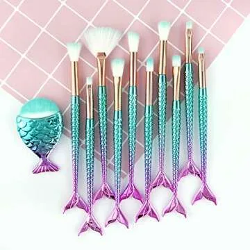 Makeup brushes set 11pcs Mermaid Makeup Brush Foundation Blending Blush Concealer Cosmetic Tools